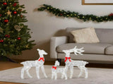 3-Piece Lighted Tinsel Christmas Reindeer Family Outdoor Decorations, Weather Proof Deer Family 31183230