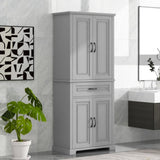 Bathroom Storage Cabinet with Doors and Drawer, Multiple Storage Space, Adjustable Shelf, Grey WF308204AAE