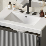 30" Bathroom Vanity with Ceramic Sink and Full-Extension Drawers, Freestanding Bathroom Vanity with N817P288915G