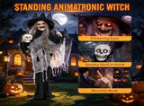 6.3FT Halloween Animatronic Witch, Sound Activated Talking Witch with Glowing Red Eyes & Poseable 67255901