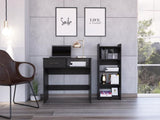 Vizcaya Home Office Set, Single Drawer, Keyboard Tray,Bookcase -Black B07092121