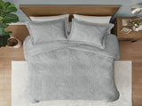 Full/Queen Embroidered Medallion Faux Fur Comforter Mini Set B03597085