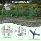 16x3FT Metal Chicken Coop Run Backyard Hen House Poultry Habitat Cage w/Cover W2505P151985