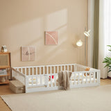 Fence Bed With Door With Board White Painted Pine Full Children's Bed 22080146