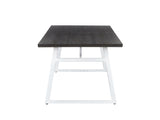 Dining Table in Vintage White Metal and Espresso Wood-Pressed Grain Bamboo B202P223351