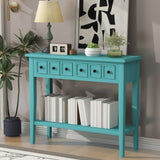 TREXM Rustic Console Table with Open Shelf, Rubber Wood Legs, Ideal for Entryways, Living Rooms, and N715P205077C