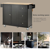 Rolling Mobile Kitchen Island with Solid Wood Top Locking Wheels,52.7 Inch Width,Storage Cabinet WF287035AAB