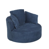 Compressible Corduroy Round Chair with Cushioned Backrest - Modern Comfort Seating for Living W2339P323617