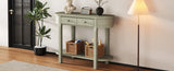TREXM Elegant Retro Console Table with Curved Design Smooth Glaze for Entryways, Living Rooms N715P230796E