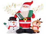 8FT Inflatable Christmas Santa Accordion Player with LED Lights & Music, Snowman Reindeer Outdoor 43276513
