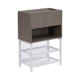 Full size Metal Platform Bed with Two-Tier Storage Shelves, Wooden Storage Cabinet, White N737P199334K