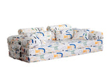 Abstract Line Printed Convertible Sleeper Sofa Bed High Density Compressed Sponge Foldable T6623P600687