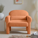 modern boucle accent chair with lumbar pillow for living room W848141060