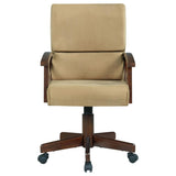 ZNTS Tan and Tobacco Upholstered Game Chair with Casters B062P153808