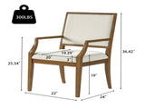 Indoor Upholstered Arm Dining Chairs With Rubber Wood,WalnutBeige N768P489281W