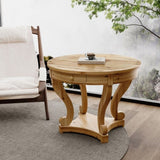 Curved Legs Farmhouse Style Small Size Round Dining Table End Table Side Table Coffee Table for W1435P228915