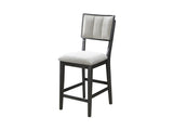 2pc Black/light Grey Counter Height Chair Counter Stools Full Back Wood Fabric Wooden Dining Room B011P228165