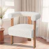 Mid-Century Modern Barrel Accent Chair, Upholstered Kitchen & Dining Room Chairs with Arms, Teddy N765P183819W