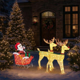 Lighted Reindeer Pulling Sleigh Christmas Decorations, Pre-lit Holiday Decor with270Warm White 72364050