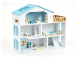 3-Floor Wooden Dollhouse for Kids, 5 Play Areas Pretend Play House with Movable Elevator & Stairs, 12701287