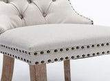 Modern, High-end Tufted Solid Wood Contemporary Flax Upholstered Dining Chair with Wood Legs 71781162