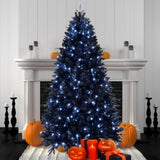 Artificial 7ft Black LED-lit Christmas Tree with 1916PE/PVC Mixed Branch Tips,Hinged Premium & 81307615