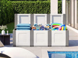 80 Gallon Extra Large Outdoor Deck Box Waterproof PP Storage Box with Lockable Lid-Gray 80839366