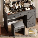 ZNTS 43.4"Makeup Vanity Table, Makeup Table with Large Mirror and 11 LED Light , Brightness Adjustable, 54481304