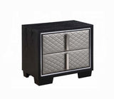 ZNTS Silver and Black 2-Drawer Nightstand B062P209013