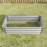 ZNTS Metal Raised Garden Bed, Rectangle Raised Planter 4×2×1ft for Flowers Plants, Vegetables Herb Silver 12226437