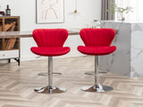 Ellston Upholstered Adjustable Swivel Barstools in Red, Set of 2 T2574P165086
