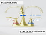 Bathroom Faucet Brushed Gold with Pop-up Drain & Supply Hoses 2-Handle 360 Degree High Arc Swivel 28291846