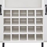 White Faux Rattan Barn Door Wine Cabinet with Wine Rack and Wine Glass Rack, Double Door Design with W2702P183969