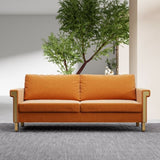 76.34in Wide Modern Orange Velvet Sofa Stylish Living Room Furniture with Gold Metal Legs and Deep W576P146247