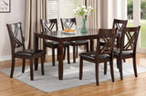 ZNTS 7pcs Dining Set Dining Table 6 Side Chairs Clean Espresso Finish Cushion Seats X Design back Chairs HS00F2554-ID-AHD