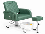 Green Pedicure Chair, PVC Upholstery with Iron Frame, Manual Recline, Equipped with Footrest & Foot 28129730