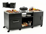 59 Inch Multi-Use Outdoor BBQ Grill Prep Table with Removable Storage Shelves, 8 Rolling Lockable 58272012