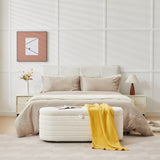 ZNTS S03 Basics Upholstered Storage Ottoman and Entryway Bench WHITE W1805P178800