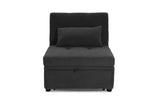 Contemporary Black Color Sleeper Sofa Chair Pillow Plush Tufted Seat 1pc Convertible Sofa Sherpa B011P367881
