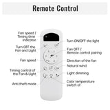 52 Inch Ceiling Fan Light With 6 Speed Remote Silver 3 Wood Blade Reversible DC Motor For Bedroom W93494500