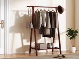 Solid Rubber Wood Folding Coat Rack, A-Frame Standing Clothes Rack with Bottom Storage Shelf 47060129