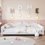 Full size Upholstered Daybed, Sherpa Fabric Sofabed with Cloud-Shaped Backrest, No Box-spring N733P234605K