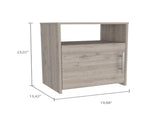 Nordico Nightstand , End Table, Side Table One Shelf, Single Door Cabinet, Metal Handle -Light Gray B20091971