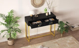 TREXM Modern Sleek Console Table Two Drawers with Stripe Design for Living Room and Entryway N715P201976B