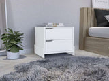 Nightstand with 2-Drawers, End Table with Sturdy Base, White B097120605