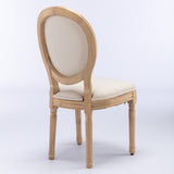 A&A Furniture,French Style Solid Wood Frame Antique Painting Linen Fabric Back Dining Chair,Set of W1143141070