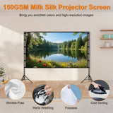 120" Portable Projector Screen with Stand, Foldable & Anti-Crease, HD 4K Movie Screen for 23231716