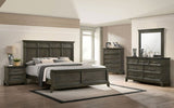 Contemporary 1pc Nightstand Gray Color Solid Wood Veneer Pewter Bar Pulls Crown Molding Details B011131274