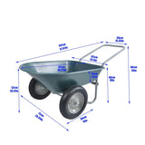 wheel barrow Two wheeled trolley for green garden 15 inch pneumatic wheel WB1001GN W22770787