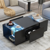 Coffee Table, Modern Center Table with High-Gloss Finish and Glass Tabletop, Coffee Table with Open 41736706